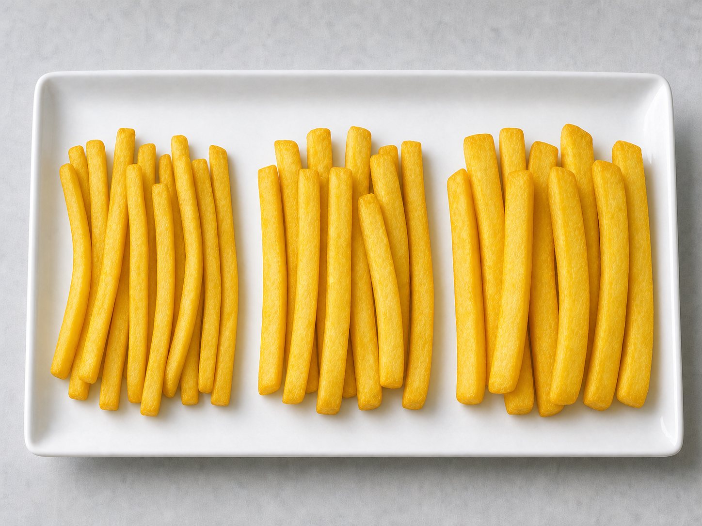 Straight-cut frozen fries in several widths
